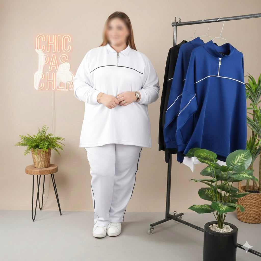 Survêtement Style Ligne – 2 Pièces Premium Grande Taille