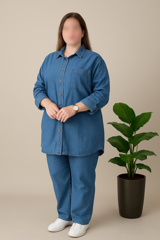Ensemble Jean Décontracté – 2 Pièces Premium Grande Taille